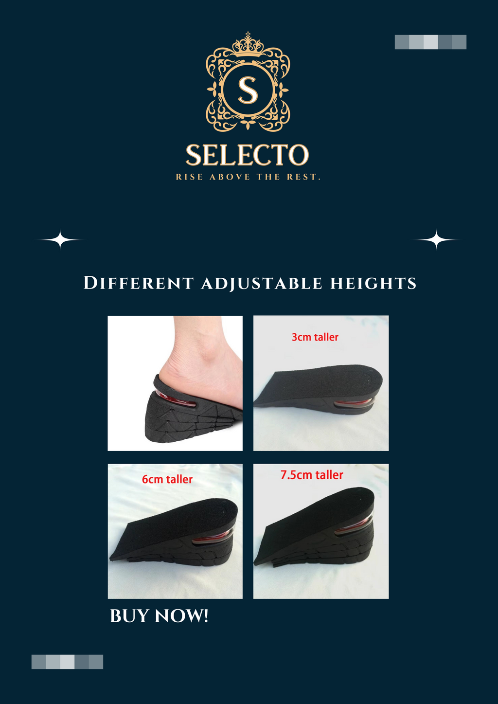 Height Increase Insoles 3–7.5cm – Unisex Elevator Inserts