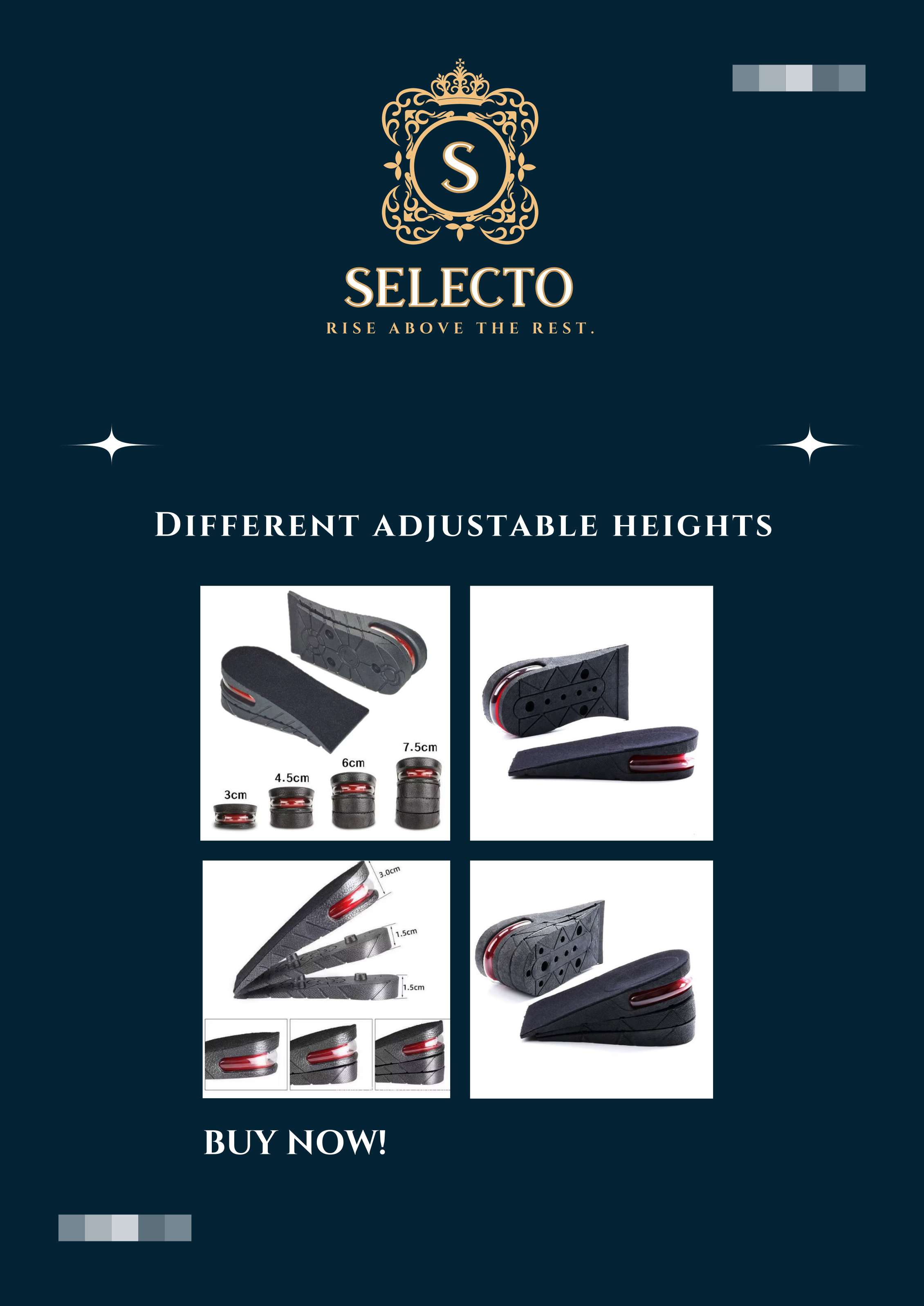 Height Increase Insoles 3–7.5cm – Unisex Elevator Inserts